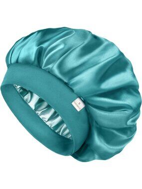 〽️Women Blue Silk Bonnet Sleeping Double Layer Satin Natural Curly Hair Cap